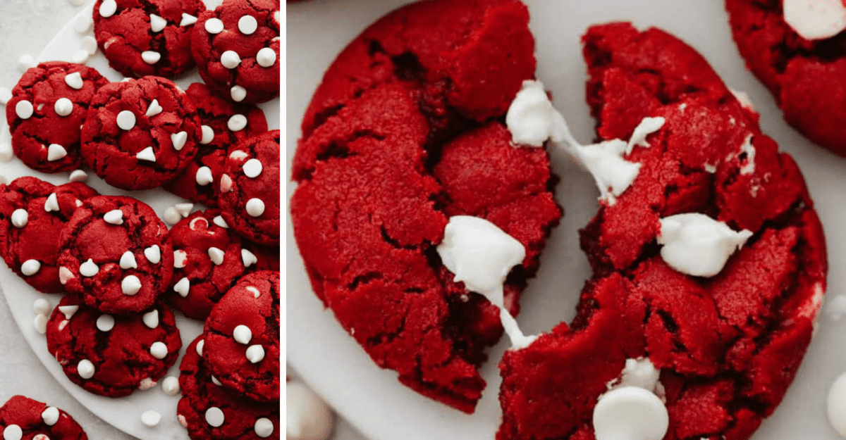 Easy Holiday Red Velvet White Chocolate Chip Cookies Recipe